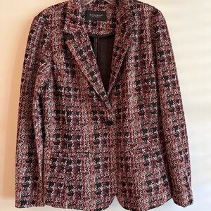 Stylish Women's Plaid Blazer - Black white pink